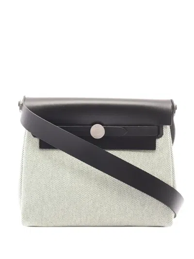 Pre-owned Hermes 2025 Military Toile And Vache Hunter Herbag Zip 20 Crossbody Bag In Green