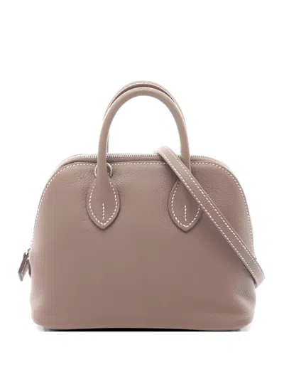 Pre-owned Hermes 2025 Mini 1923 Bolide Leather Tote Bag In Neutral