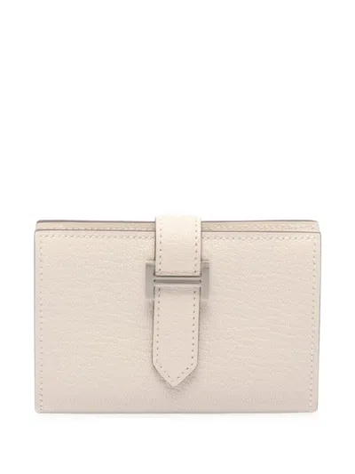 Pre-owned Hermes 2025 Mini Béarn Card Case In Neutrals