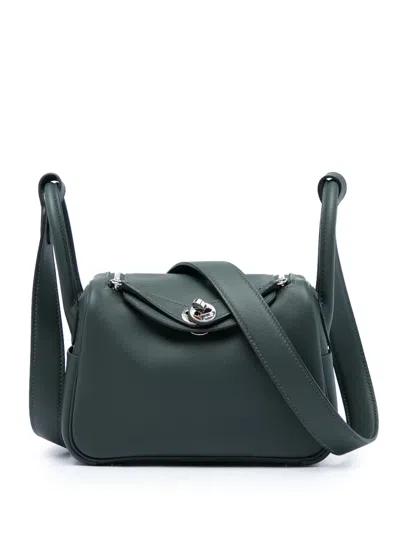 Pre-owned Hermes 2025 Mini Clemence Lindy 20 Satchel In Green