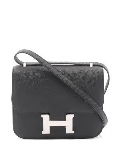 Pre-owned Hermes 2025 Mini Constance 3 Leather Bag In Black