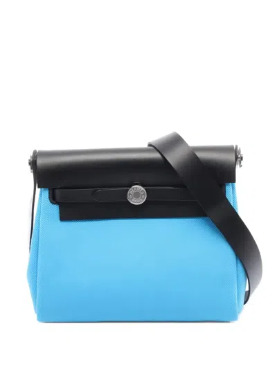 Pre-owned Hermes 2025 Mini Herbag Zip Shoulder Bag In Blue
