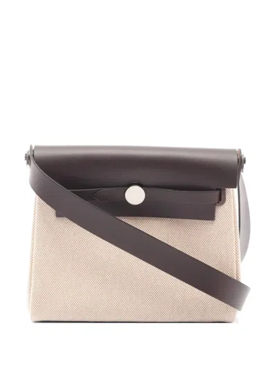 Pre-owned Hermes 2025 Mini Herbag Zip Shoulder Bag In Neutral