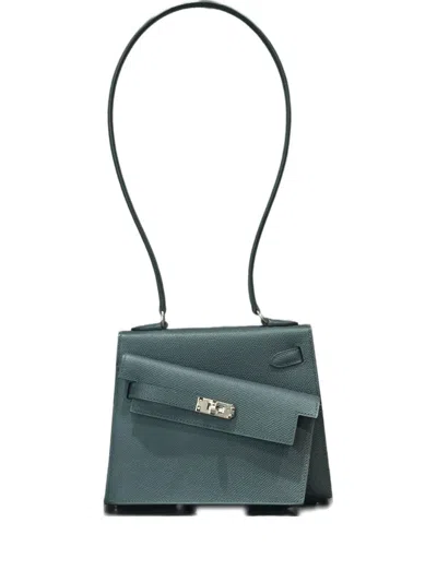 Pre-owned Hermes 2025 Mini Kelly 20 En Desordre Shoulder Bag In Green