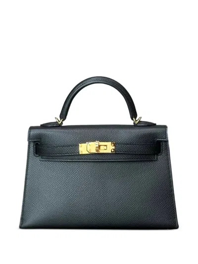Pre-owned Hermes 2025 Mini Kelly Sellier 20 Epsom Tote Bag In Black