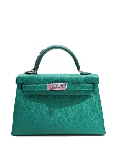 Pre-owned Hermes 2025 Mini Kelly Sellier 20 Tote Bag In Green