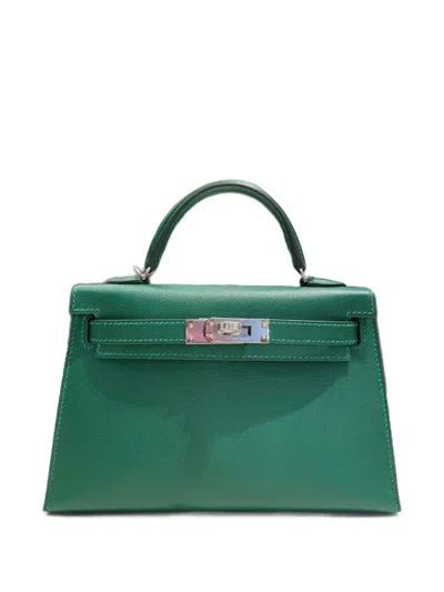 Pre-owned Hermes 2025 Mini Kelly Sellier 20 Tote Bag In Green