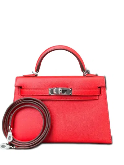 Pre-owned Hermes 2025 Mini Kelly Sellier 20 Tote Bag In Red