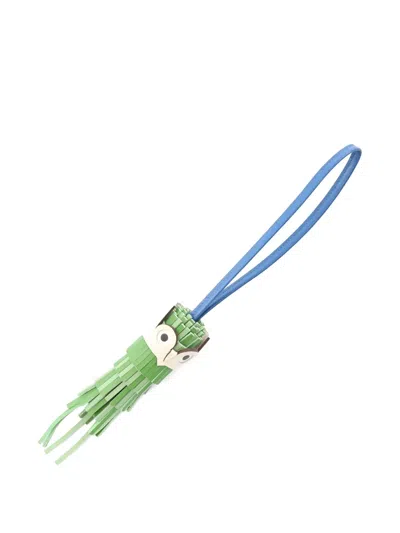 Pre-owned Hermes 2025 Owl Fringed Bag Charm In Green