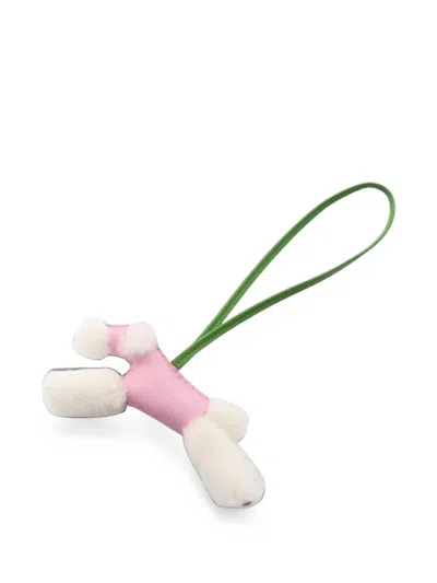 Pre-owned Hermes 2025 Paddy Shearling Bag Charm In Pink