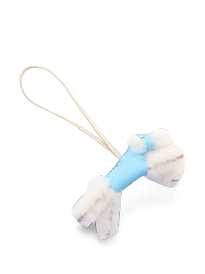 Pre-owned Hermes 2025 Paddy Sheepskin Bag Charm In Blue
