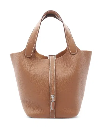 Pre-owned Hermes 2025 Picotan Lock Pm Tote Bag In Brown