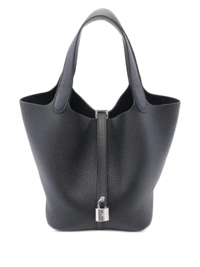 Pre-owned Hermes 2025 Picotane Lock Mm Handbag In Black