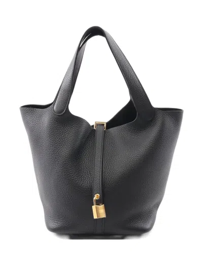Pre-owned Hermes 2025 Picotane Lock Mm Handbag In Black