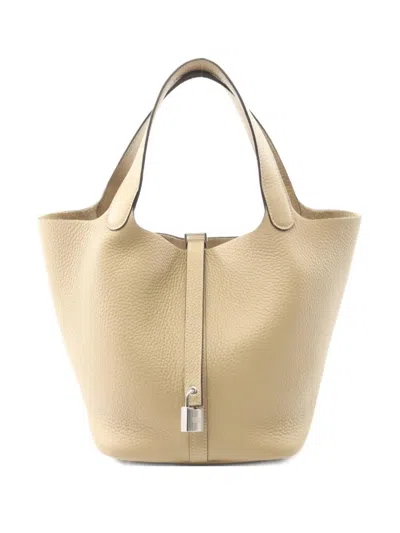 Pre-owned Hermes 2025 Picotin Lock Mm Tote Bag In Neutral