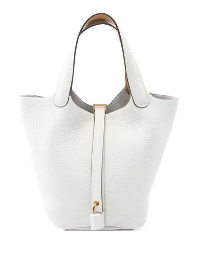 Pre-owned Hermes 2025 Picotin Lock Pm Tote Bag In White