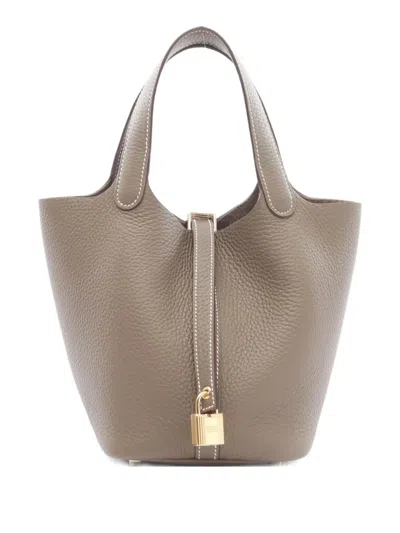 Pre-owned Hermes 2025 Picotin Pm Tote Bag In Brown