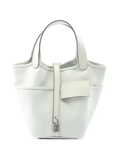 Pre-owned Hermes 2025 Pm Picotan Lock Tote Bag In Gray