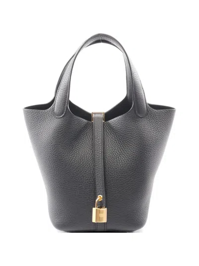 Pre-owned Hermes 2025 Pm Picotin Lock Taurillon Clemence-leather Tote Bag