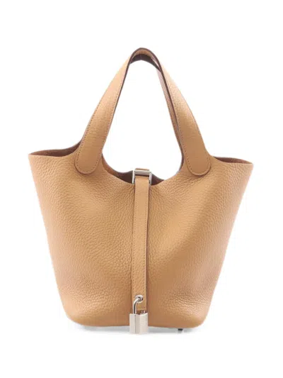 Pre-owned Hermes 2025 Pm Picotin Lock Tote Bag In ブラウン