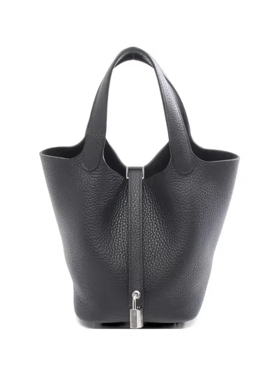Pre-owned Hermes 2025 Pm Picotin Lock Tote Bag In Black
