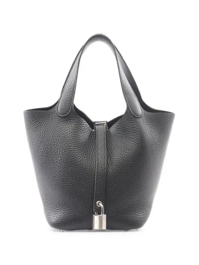 Pre-owned Hermes 2025 Pm Picotin Lock Tote Bag In Black