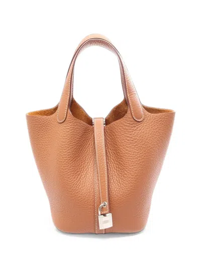 Pre-owned Hermes 2025 Pm Picotin Lock Tote Bag In Brown