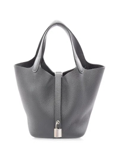 Pre-owned Hermes 2025 Pm Picotin Lock Tote Bag In Gray