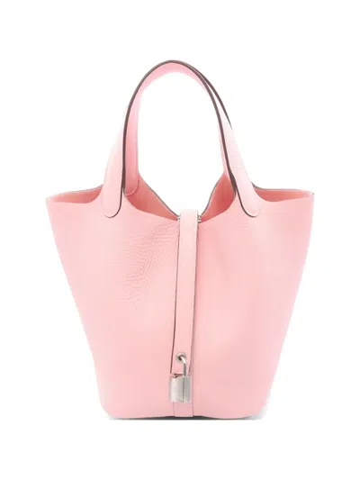 Pre-owned Hermes 2025 Pm Picotin Tote Bag In Pink