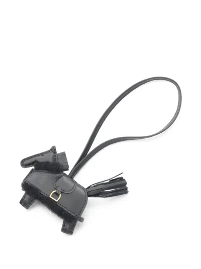 Pre-owned Hermes 2025 Pm Rodeo Bag Charm In Black