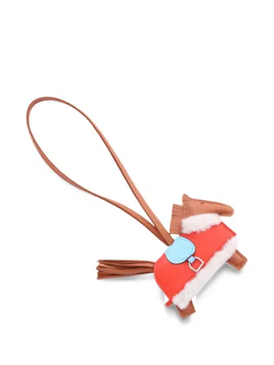 Pre-owned Hermes 2025 Pm Rodeo Horse Bag Charm In Red