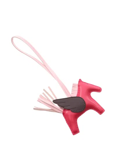 Pre-owned Hermes 2025 Pm Rodeo Pegase Bag Charm In Pink