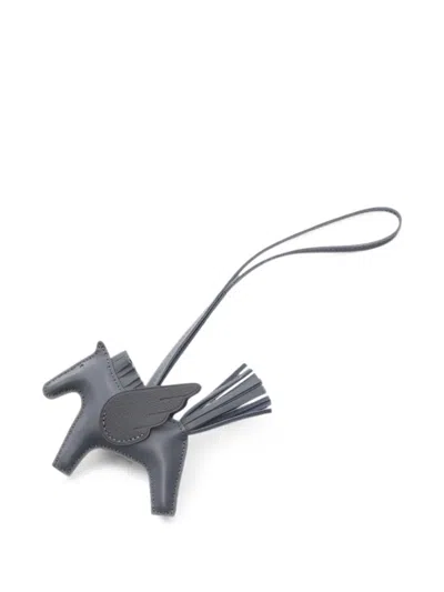 Pre-owned Hermes 2025 Pm Rodeo Pegasus Bag Charm In Gray