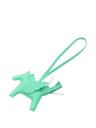 Pre-owned Hermes 2025 Pm Rodeo Pegasus Bag Charm In Green