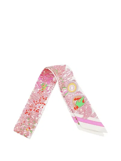 Pre-owned Hermes 2025 Pony Pit Stop Silk Twilly Scarf Scarves In Pink