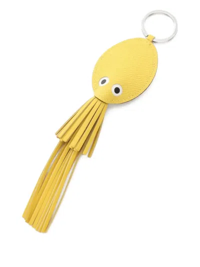 Pre-owned Hermes 2025 Pouple Keyring In Yellow