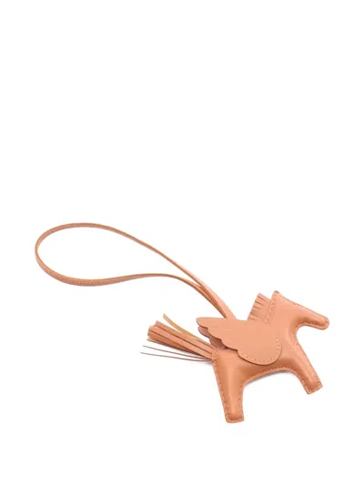 Pre-owned Hermes 2025 Rodeo Pegase Pm Leather Charm In Brown