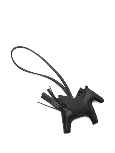 Pre-owned Hermes 2025 Rodeo Pegasus Pm Bag Charm In Black