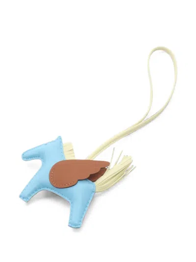 Pre-owned Hermes 2025 Rodeo Pegasus Pm Bag Charm In Blue
