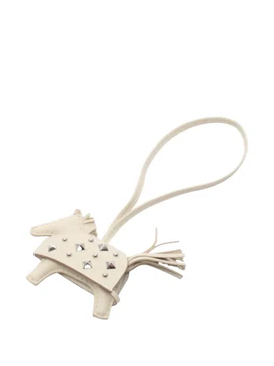 Pre-owned Hermes 2025 Rodeo Pm Robe Rock Bag Charm In Neutral