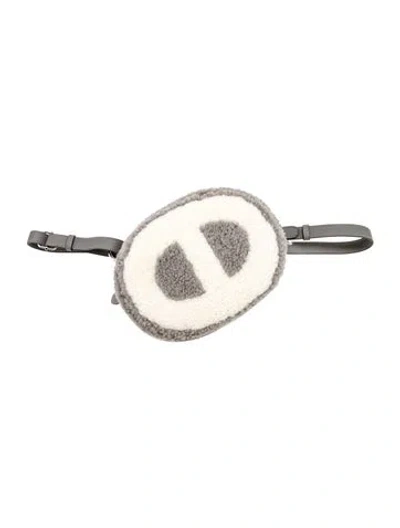Pre-owned Hermes 2025 Shearling In-the-loop Pluch Belt Bag In Gray
