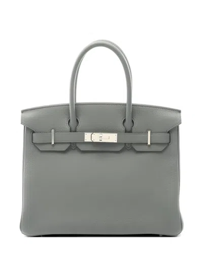 Pre-owned Hermes 2025 Silver Hardware Leather Handbag In Gray