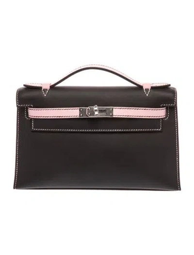 Pre-owned Hermes 2025 Special Order Swift Kelly Pochette In Black