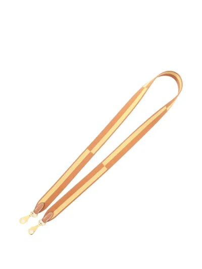 Pre-owned Hermes 2025 Striped Hardware Shoulder Strap In Brown