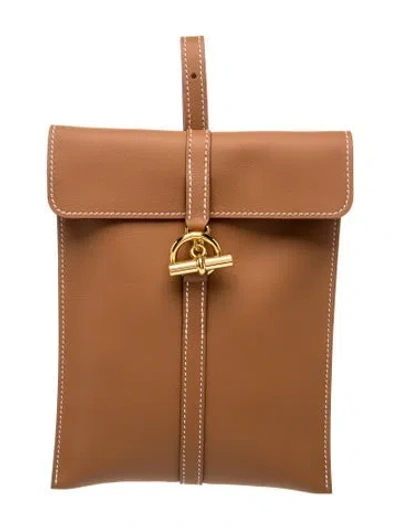 Pre-owned Hermes 2025 Swift Glenan To Go Pouch In Brown