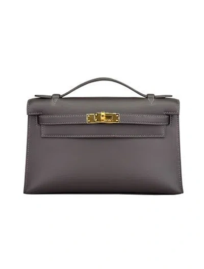 Pre-owned Hermes 2025 Swift Kelly Pochette In Brown