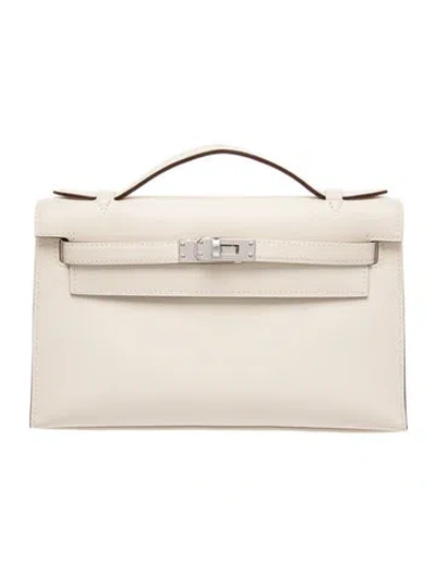 Pre-owned Hermes 2025 Swift Kelly Pochette In Neutrals