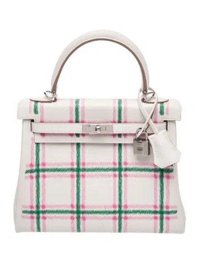 Pre-owned Hermes 2025 Swift Tartan Kelly Retourne 25 In Neutral