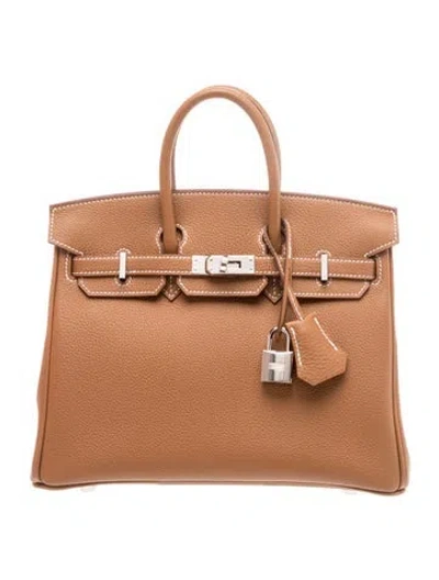 Pre-owned Hermes 2025 Togo Birkin 25 In Brown