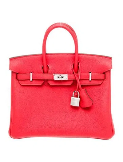 Pre-owned Hermes 2025 Togo Birkin 25 In Red